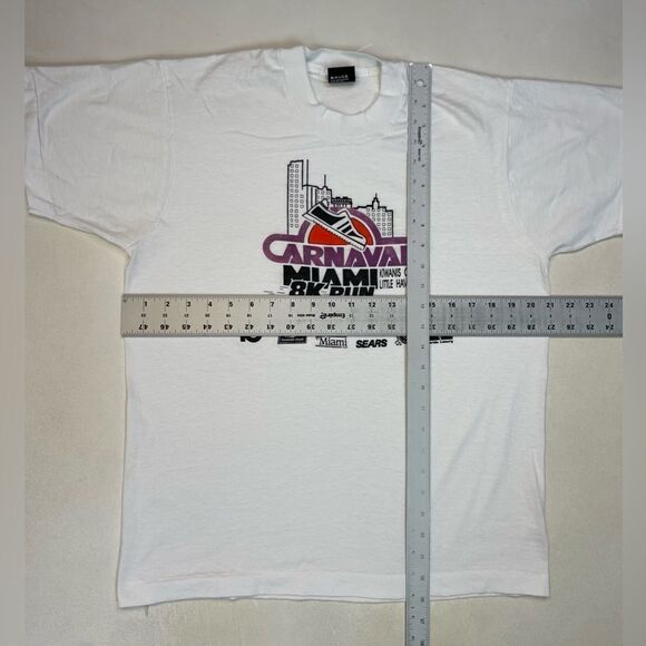 VINTAGE Carnival Miami 8k Run Graphic T-shirt Men Large USA 90s Single Stitch - Picture 7 of 7